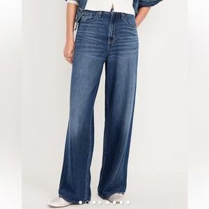 Old Navy 100% Cotton Dark Wash Baggy Wide Leg Extra High-Rise Denim Jeans
